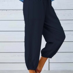 Kadın Beli Lastikli Bağcıklı Düğme Detaylı Pantolon , 31599 Kadın Beli Lastikli Bağcıklı Düğme Detaylı Pantolon , 31599