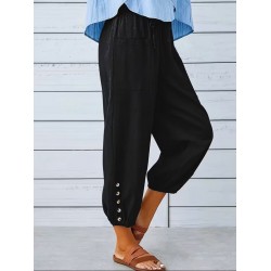 Kadın Beli Lastikli Bağcıklı Düğme Detaylı Pantolon , 31596