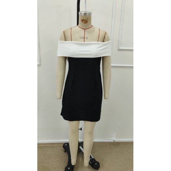 Kadın Kısa Kollu Madonna Yaka Arkadan Kurdela Detaylı Kısa Ithal Krep Elbise , 31591