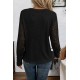 Kadın Uzun Kollu Bisiklet Yaka Kolları Tüllü Waffle Bluz , 31588