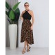 Kadın önden Bağlamalı Leopar Desenli Süprem Uzun Etek , 31619