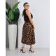 Kadın önden Bağlamalı Leopar Desenli Süprem Uzun Etek , 31619