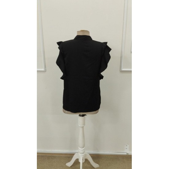 Kadın Kısa Kollu V Hakim Yaka Kolları Fırfırlı Dubai Bluz, 31618 Kadın Kısa Kollu V Hakim Yaka Kolları Fırfırlı Dubai Bluz, 31618