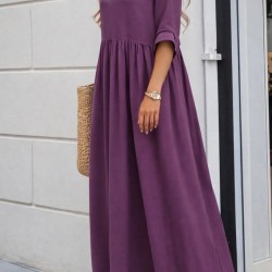 Kadın Truvakar Kollu V Yakalı Yırtmaçlı Uzun Aerobin Elbise, 31615