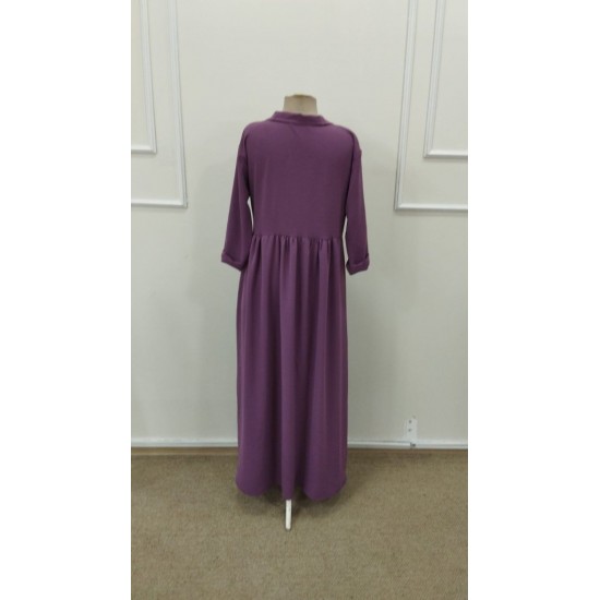 Kadın Truvakar Kollu V Yakalı Yırtmaçlı Uzun Aerobin Elbise, 31615