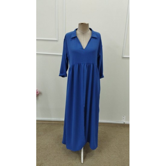 Kadın Truvakar Kollu V Yakalı Yırtmaçlı Uzun Aerobin Elbise, 31614