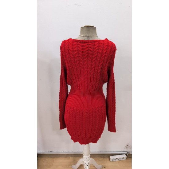 Kadın Uzun Kollu V Yakalı önden Fermuarlı Kısa Triko Elbise, 31622 Kadın Uzun Kollu V Yakalı önden Fermuarlı Kısa Triko Elbise, 31622