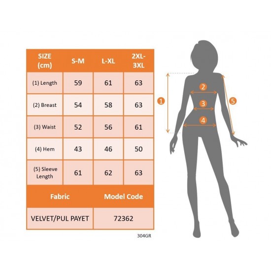 Kadın Uzun Kollu önü Açık Fermuarlı Pulpayetli Kadife Ceket , 31625