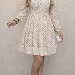 Kadın Uzun Kollu Kruvaze Yaka Desenli Mini Modal Elbise , 31626 Kadın Uzun Kollu Kruvaze Yaka Desenli Mini Modal Elbise , 31626