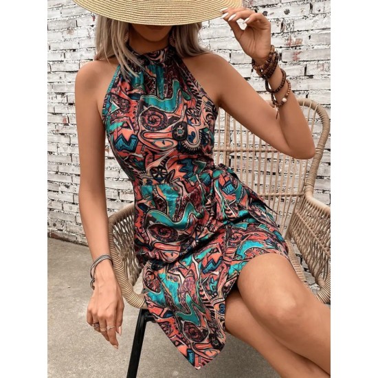 Kadın Omuzlardan Açık Yarı Balıkçı Yaka Yandan çapraz Bağlama Detaylı Süprem Kısa Elbise , 31628