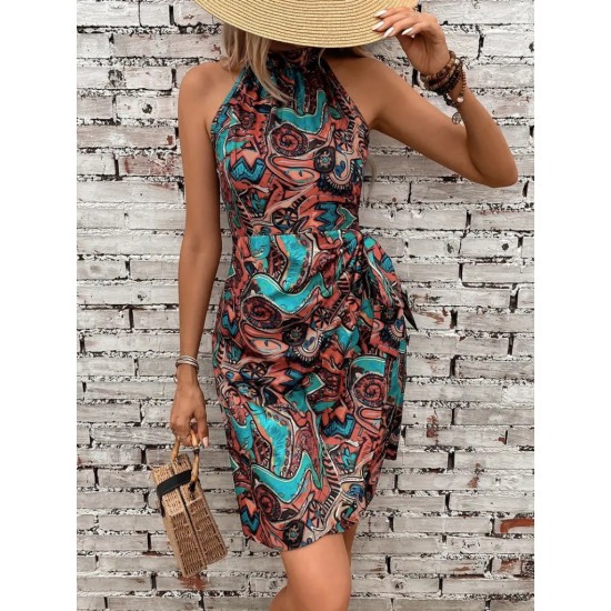 Kadın Omuzlardan Açık Yarı Balıkçı Yaka Yandan çapraz Bağlama Detaylı Süprem Kısa Elbise , 31628