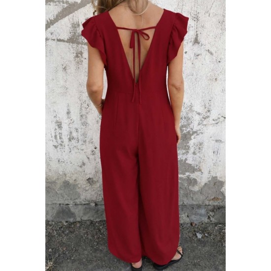 Kadın Kısa Kollu V Yakalı Arkası Derin Bağcıklı Uzun Aerobin Tulum , 31646