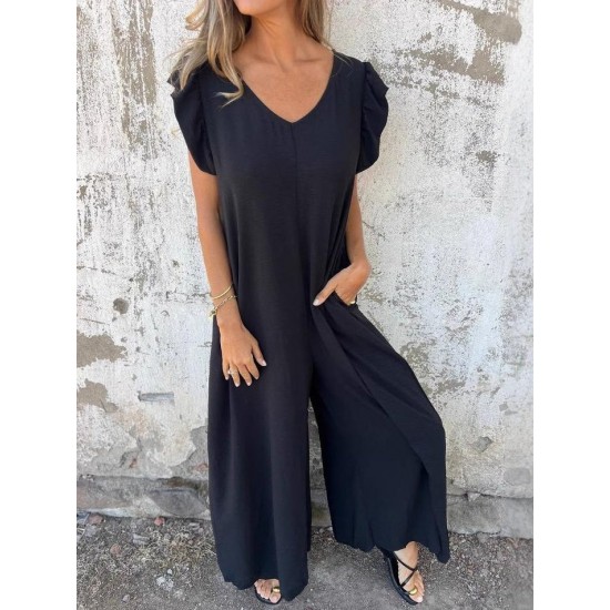 Kadın Kısa Kollu V Yakalı Arkası Derin Bağcıklı Uzun Aerobin Tulum , 31645