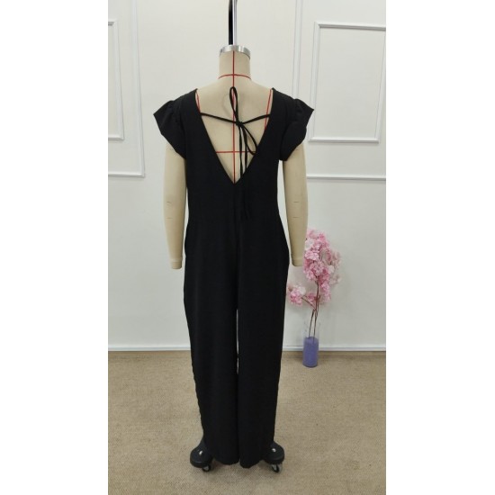 Kadın Kısa Kollu V Yakalı Arkası Derin Bağcıklı Uzun Aerobin Tulum , 31645