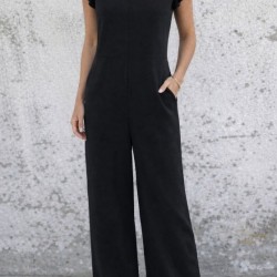 Kadın Kısa Kollu V Yakalı Arkası Derin Bağcıklı Uzun Aerobin Tulum , 31645