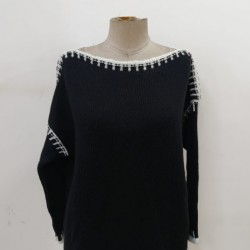 Kadın Uzun Kollu Kayık Yaka Triko Bluz, 31652