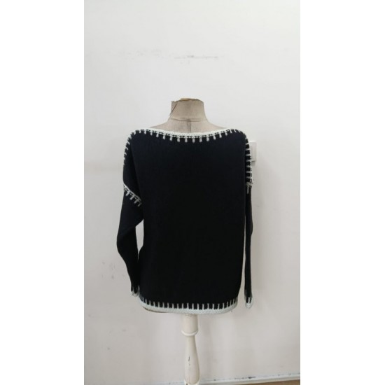 Kadın Uzun Kollu Kayık Yaka Triko Bluz, 31652