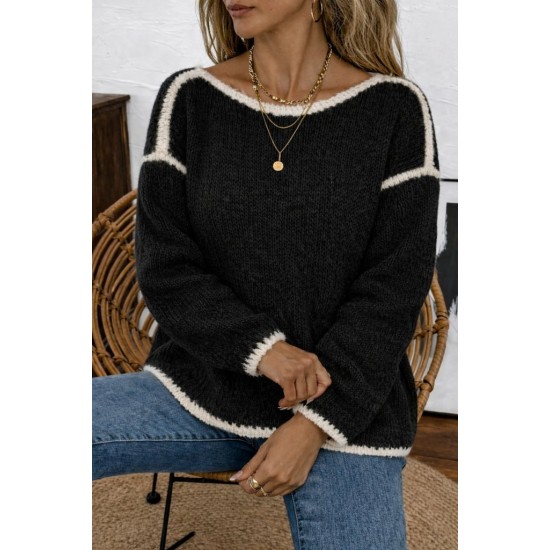 Kadın Uzun Kollu Kayık Yaka Triko Bluz, 31652