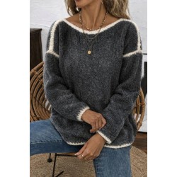 Kadın Uzun Kollu Kayık Yaka Triko Bluz, 31651