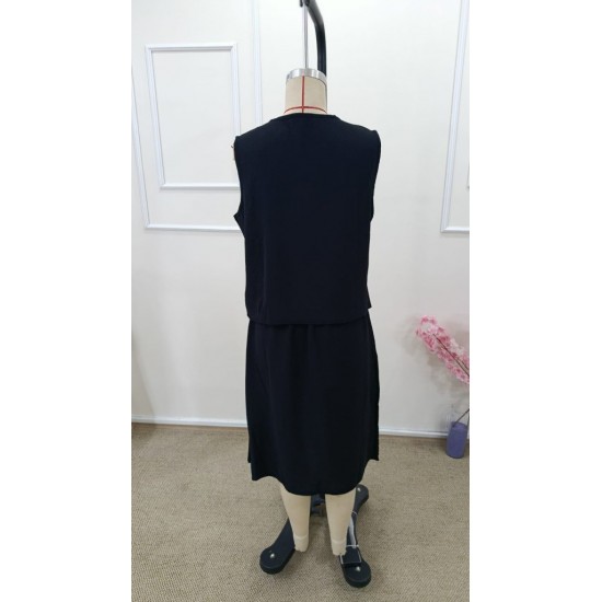 Kadın Kolsuz Yuvarlak Yakalı Düğmeli Aerobin Bluz Ve Midi Etek Ikili Takım , 31650