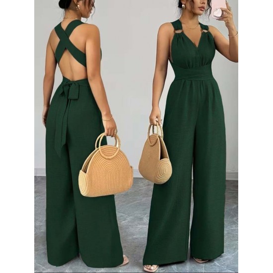 Kadın Askılı Halka Detaylı Arkadan çapraz Tulum, 31666