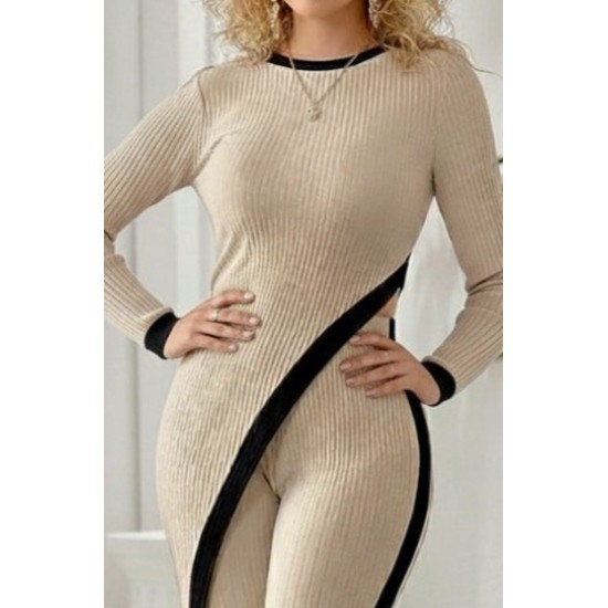 Kadın Uzun Kollu Bisiklet Yaka Asimetrik Kesim Bluz şardonlu Kaşkorse Bluz Ve Pantolon Ikili Takım , 31664