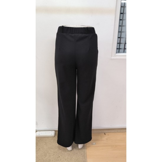 Kadın Yüksek Bel Cepli Ithal Krep Pantolon , 31659