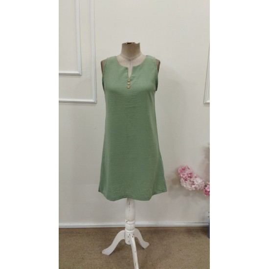 Kadın Askılı V Yakalı Mini çağla Yeşili Elbise , 31656