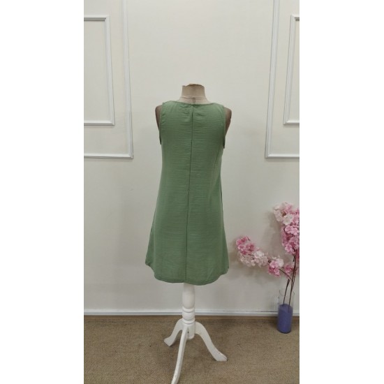 Kadın Askılı V Yakalı Mini çağla Yeşili Elbise , 31656