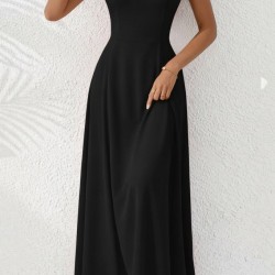 Kadın Ip Askılı V Yakalı Yırtmaçlı Uzun Aerobin Elbise , 31655