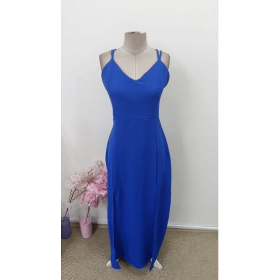 Kadın Ip Askılı V Yakalı Yırtmaçlı Uzun Aerobin Elbise , 31654