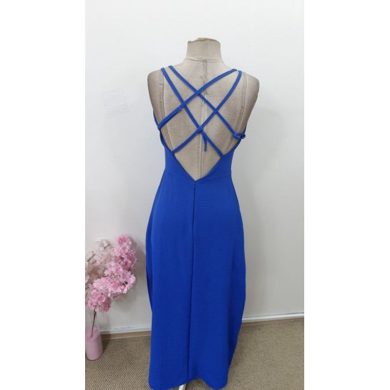 Kadın Ip Askılı V Yakalı Yırtmaçlı Uzun Aerobin Elbise , 31654