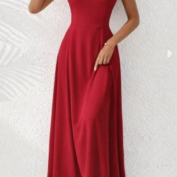 Kadın Ip Askılı V Yakalı Yırtmaçlı Uzun Aerobin Elbise , 31653