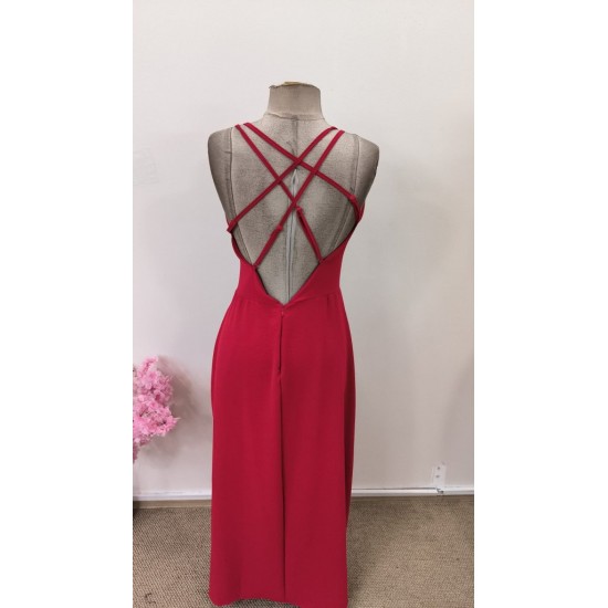 Kadın Ip Askılı V Yakalı Yırtmaçlı Uzun Aerobin Elbise , 31653