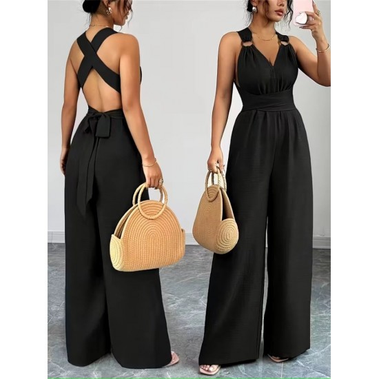 Kadın Askılı Halka Detaylı Arkadan çapraz Tulum, 31668