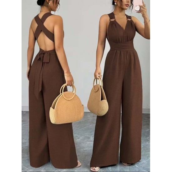 Kadın Askılı Halka Detaylı Arkadan çapraz Tulum, 31667