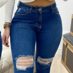 Kadın Yüksek Bel Yırtık Detaylı Skinny Kot Pantolon , 31672