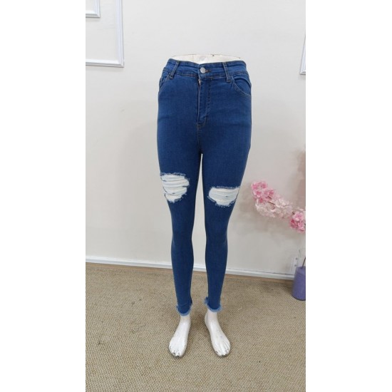 Kadın Yüksek Bel Yırtık Detaylı Skinny Kot Pantolon , 31672