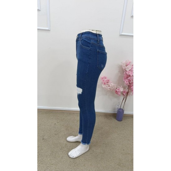 Kadın Yüksek Bel Yırtık Detaylı Skinny Kot Pantolon , 31672
