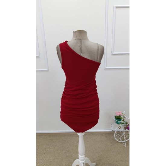 Kadın Tek Omuzdan Askılı Omzu Açık Taşlı Mini Ithal Krep Elbise , 31678