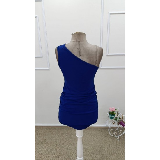 Kadın Tek Omuzdan Askılı Omzu Açık Taşlı Mini Ithal Krep Elbise , 31677