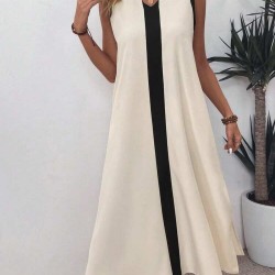 Kadın Askılı V Yakalı önden şerit Detaylı Yırtmaçlı Aerobin Uzun Elbise , 31684