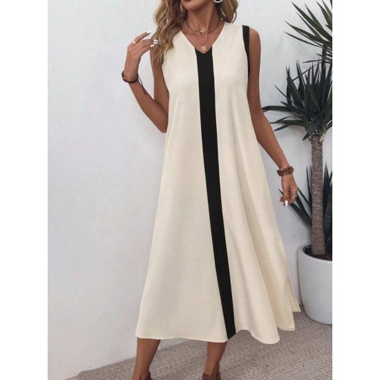 Kadın Askılı V Yakalı önden şerit Detaylı Yırtmaçlı Aerobin Uzun Elbise , 31684