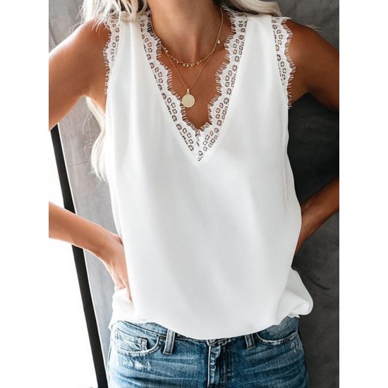 Kadın Askılı V Yakalı Dantelli Sandy Bluz , 31694