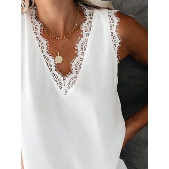 Kadın Askılı V Yakalı Dantelli Sandy Bluz , 31694