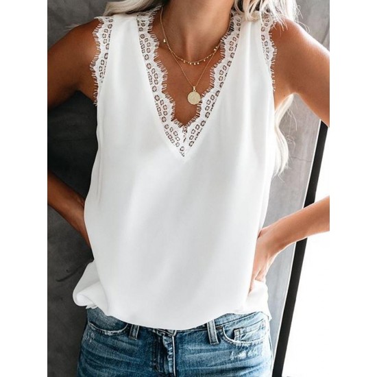 Kadın Askılı V Yakalı Dantelli Sandy Bluz , 31694