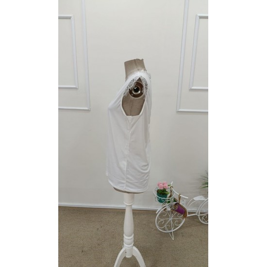 Kadın Askılı V Yakalı Dantelli Sandy Bluz , 31694