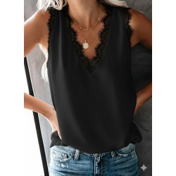 Kadın Askılı V Yakalı Dantelli Sandy Bluz , 31693