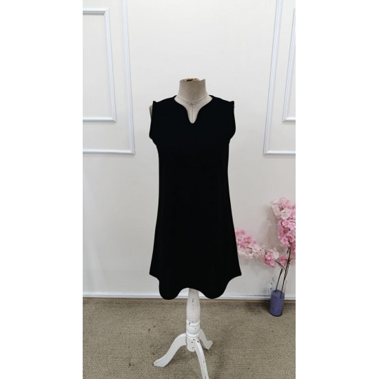 Kadın Askılı V Yakalı Mini Ithal Krep Elbise , 31692