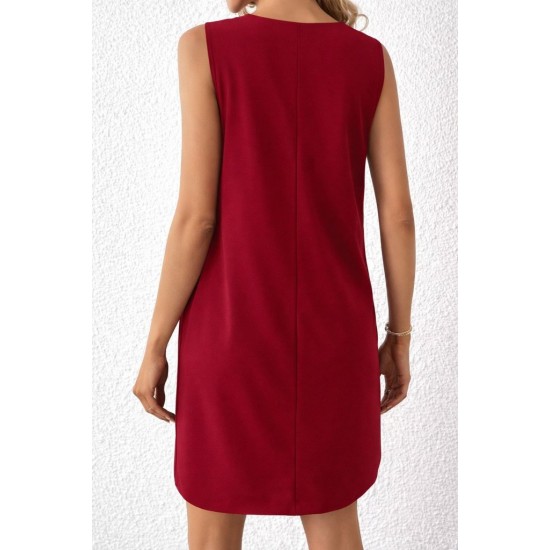 Kadın Askılı V Yakalı Mini Ithal Krep Elbise , 31691
